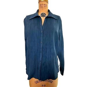 Lemon Grass Studio Petrol Blue Washable Suede Long sleeve blouse Size XL NWT